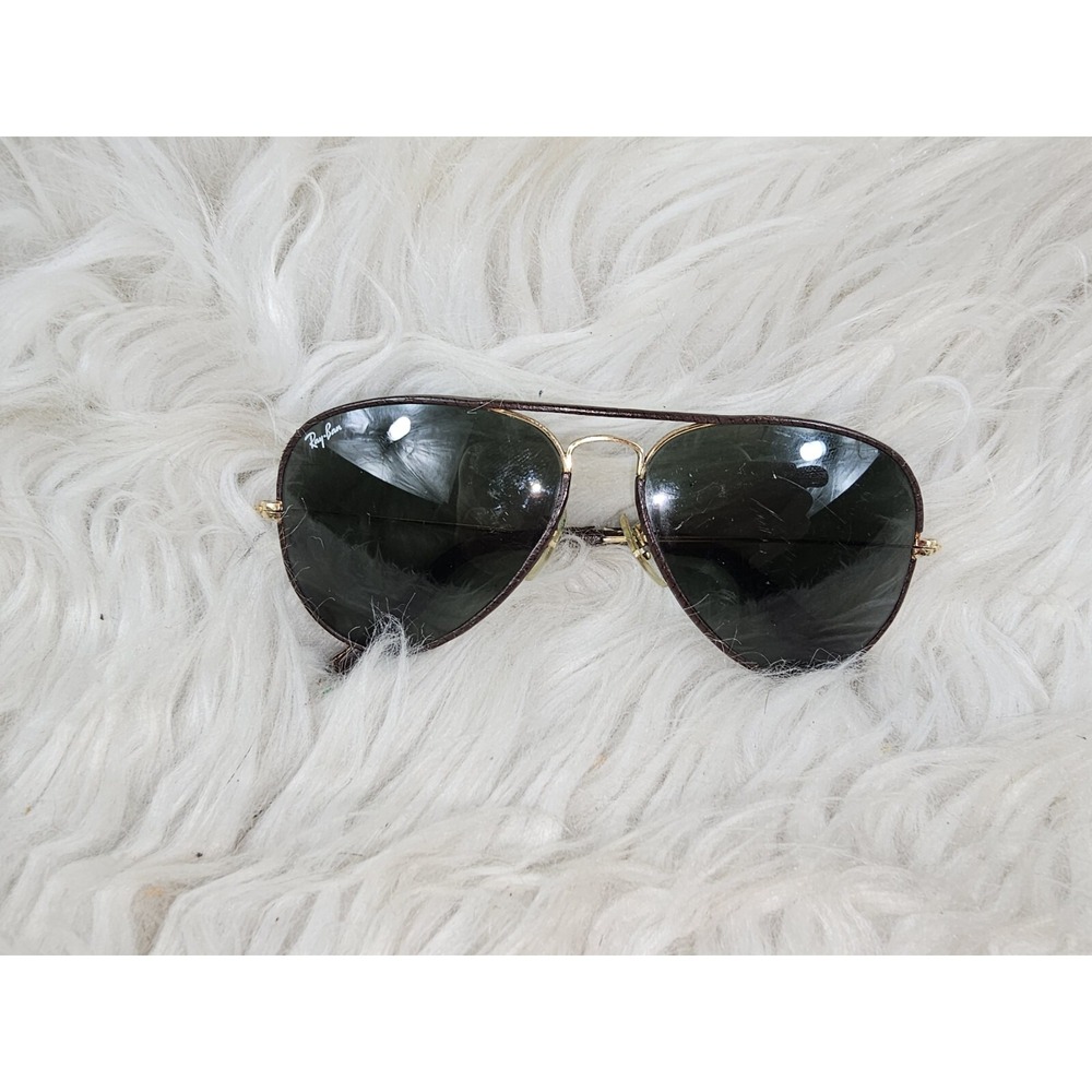Vintage B & L Ray Ban Brown Leathers AVIATOR 62mm Sunglasses USA - Read Below